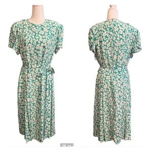 Talbots Floral Print Tie-Waist Dress Size 18
